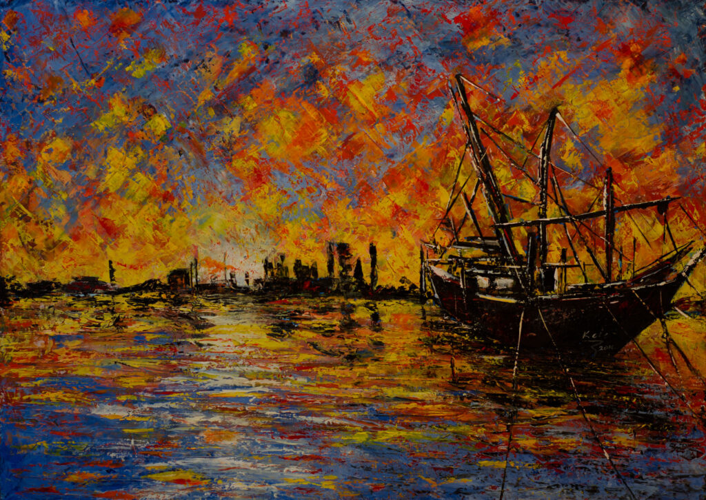 Sunset On Boat